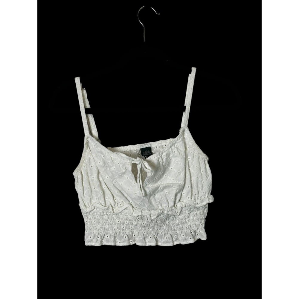 Wild Fable Womens Cropped Cami XS 100% Cotton Eyelet White Festival Boho Cowgirl - Picture 2 of 6